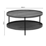 Coffee table Portogie mdf walnut - metal black D80x40cm - Image 5