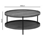 Coffee table Portogie mdf walnut - metal black D80x40cm - Image 6