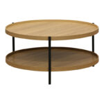 Coffee table Portogie mdf natural - metal black D80x40cm