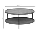 Coffee table Portogie mdf natural - metal black D80x40cm - Image 4