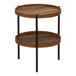 Side table Portogie mdf walnut - metal black D40x50cm