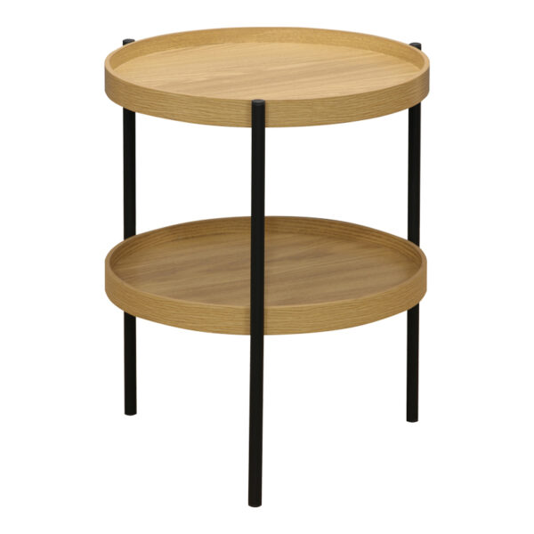 Помошна масичка Портоги од мдф природна- метална црна Д40x50 см