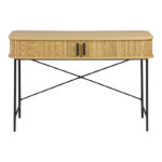 Work desk Scandi MDF/Metal in natural color with black metal legs 120x60x76.5cm - Image 2