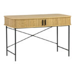Работно биро Скандинавско МДФ/Метал во природна боја со црни метални ногарки 120x60x76.5 см
