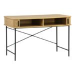 Work desk Scandi MDF/Metal in natural color with black metal legs 120x60x76.5cm - Image 3