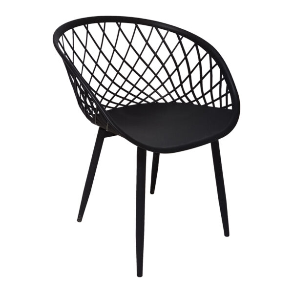 Armchair Ezra black pp-black metal leg 62x42x82cm