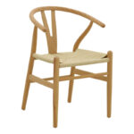 Chair Wishbone natural color beech wood with natural color rope 53x55x76cm