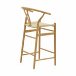 Bar stool Wishbone natural beech wood-natural rope 53x54x107cm - Image 2