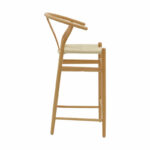 Bar stool Wishbone natural beech wood-natural rope 53x54x107cm - Image 3