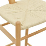 Bar stool Wishbone natural beech wood-natural rope 53x54x107cm - Image 5