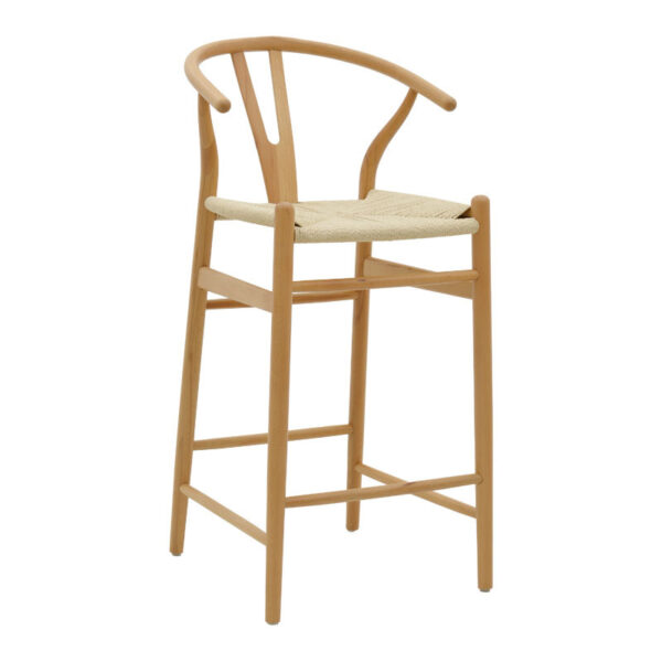 Bar stool Wishbone natural beech wood-natural rope 53x54x107cm