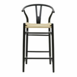Bar stool Wishbone black beech wood-natural rope 53x54x107cm - Слика 4