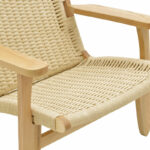 Armchair Chiara natural beech wood-natural rope seat 70x68x75cm - Слика 5