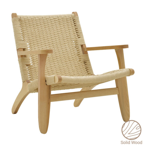 Armchair Chiara natural beech wood-natural rope seat 70x68x75cm