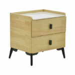 Bedside Alessio mdf natural-black metal 46x37x47cm