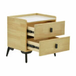 Bedside Alessio mdf natural-black metal 46x37x47cm - Слика 3