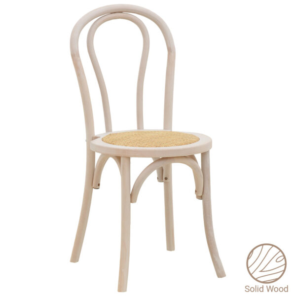 Vienna stackable Chair Azhel white wash beech wood-rattan natural seat 41x50x89cm