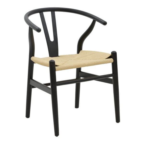 Chair Wishbone black beech wood-natural color rope 53x55x76cm
