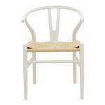 Wishbone chair white beech wood-seat with rope in natural shade 53x55x76cm - Image 4