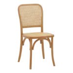 Chair stackable Kalliope natural beech wood-natural rattan 45x50x89cm
