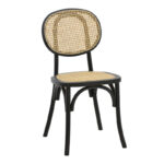 Chair stackable Zoel black beech wood-natural rattan 45x52x82cm