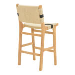 Bar stool Julien natural rubberwood-natural-black rope 45x46x95cm - Слика 3