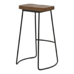 Bar stool Lamul elm wood in walnut-black shade and metal 48x42x71cm - Слика 2