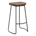 Барска столица Ламул од брест во нијанса на орев-црна и метал 48x42x71 см
