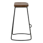 Bar stool Lamul elm wood in walnut-black shade and metal 48x42x71cm - Слика 3