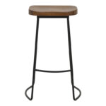 Bar stool Lamul elm wood in walnut-black shade and metal 48x42x71cm - Слика 4