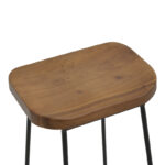 Bar stool Lamul elm wood in walnut-black shade and metal 48x42x71cm - Слика 5