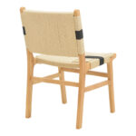 Julien chair rubberwood and rope upholstery in natural-black color 61x54x85cm - Image 2