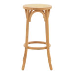 Bar stool Serzo beech wood and rattan in natural color Φ36x71cm - Image 2