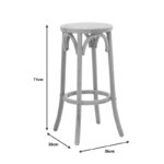 Bar stool Serzo beech wood and rattan in natural color Φ36x71cm - Image 5