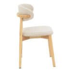 Ubene rubberwood and fabric chair in natural and beige shade 46x58x79cm - Слика 3