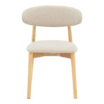 Ubene rubberwood and fabric chair in natural and beige shade 46x58x79cm - Слика 4