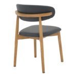 Ubene rubberwood and pu chair in walnut and black shade 46x58x79cm - Image 2