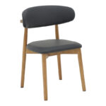 Ubene rubberwood and pu chair in walnut and black shade 46x58x79cm