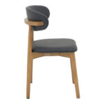 Ubene rubberwood and pu chair in walnut and black shade 46x58x79cm - Image 3