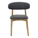 Ubene rubberwood and pu chair in walnut and black shade 46x58x79cm - Image 4