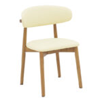 Стол Убене од гумено дрво и PU во нијанса на орев и беж 46x58x79 см