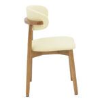 Ubene rubberwood and pu chair in walnut and beige shade 46x58x79cm - Image 3