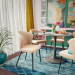 Chair Mattia fabric ivory-black metal leg 55x53x80cm - Image 2