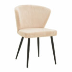 Chair Mattia fabric ivory-black metal leg 55x53x80cm
