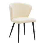 Chair Mattia ivory teddy fabric-black metal leg 55x53x80cm