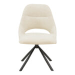 Chair Luciano cream fabric and black metal leg rotatable 52x58x86cm - Image 4