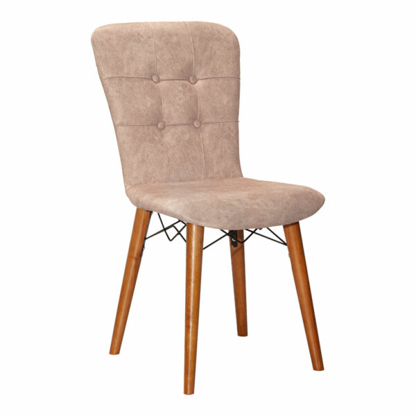 Chair Sonora I fabric beige antique-walnut leg