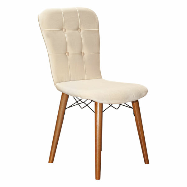 Chair Sonora I velvet ivory-walnut leg