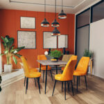 Chair Farell I fabric orange antique-metal black leg - Image 2