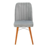 Vespera I velvet chair gray-walnut leg - Image 4